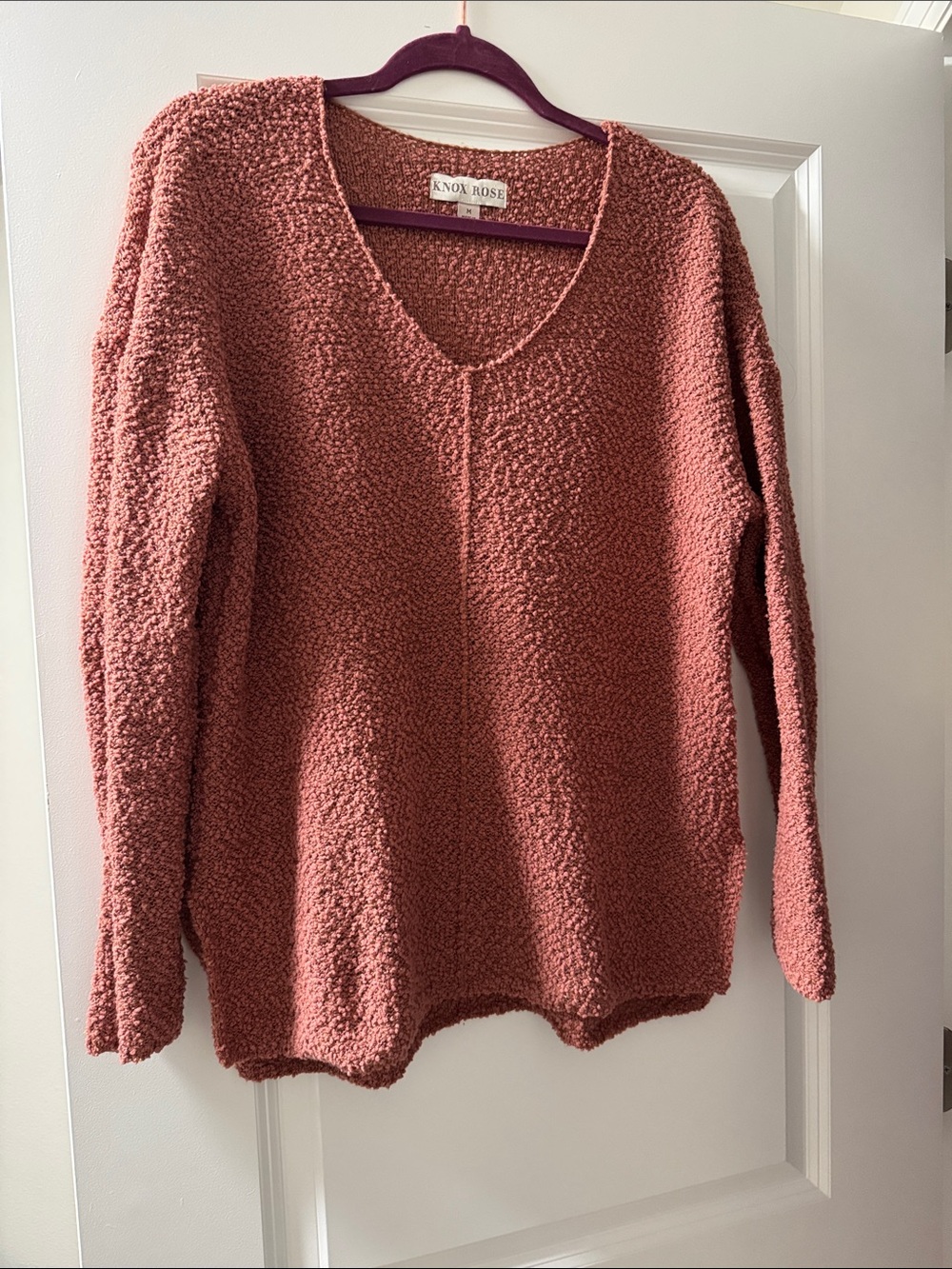 Knox Rose V-Neck Popcorn Knit Sweater - Dusty Rose